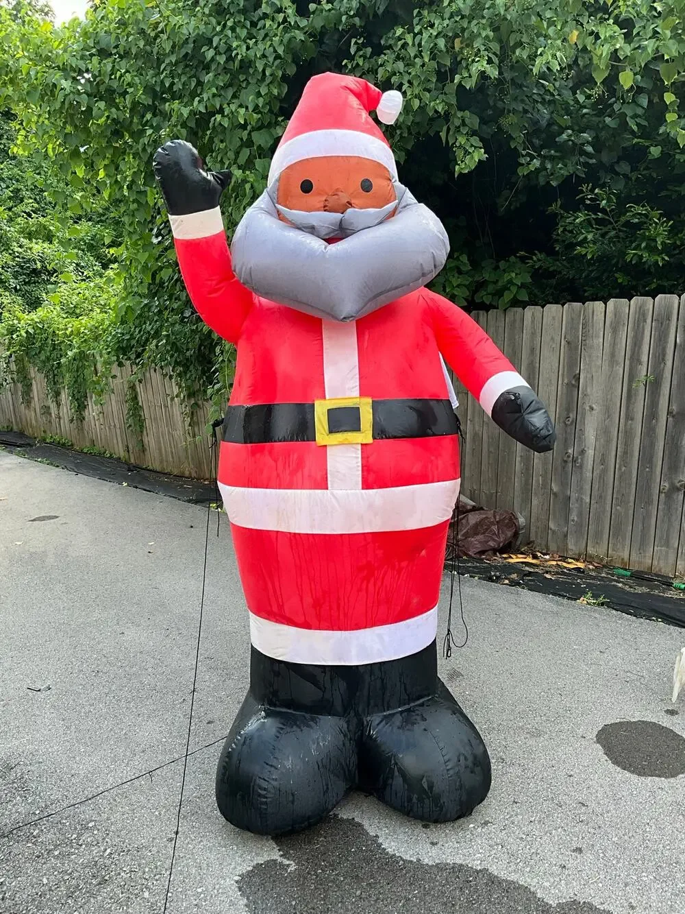 Inflatable black Santa Claus for yard, plug included